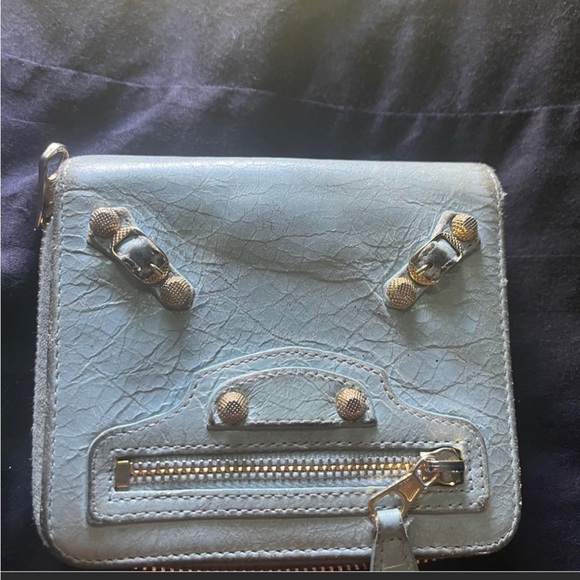 Balenciaga Baby Blue Leather Compact Bifold Wallet - Picture 2 of 3